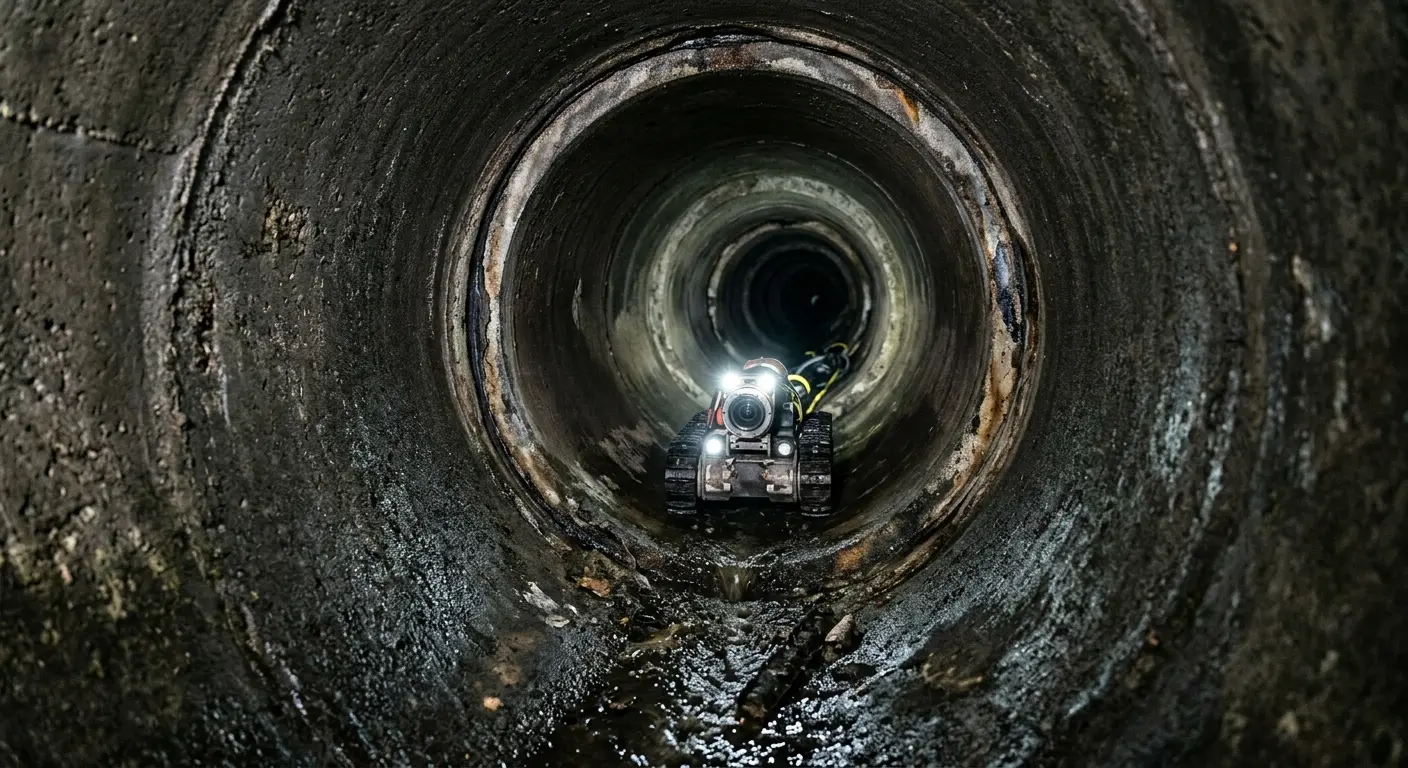 Robotic sewer camera inspecting pipe interior for Sewer Line Repair in Wheatfield